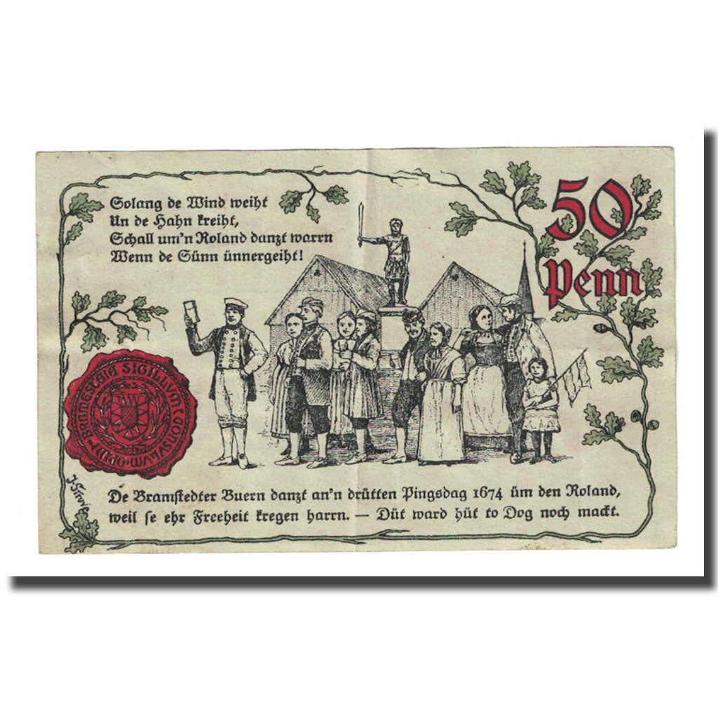 Billete, Alemania, Bramstedt, 50 Pfennig, personnage, 1920, 1920-12-07, SC