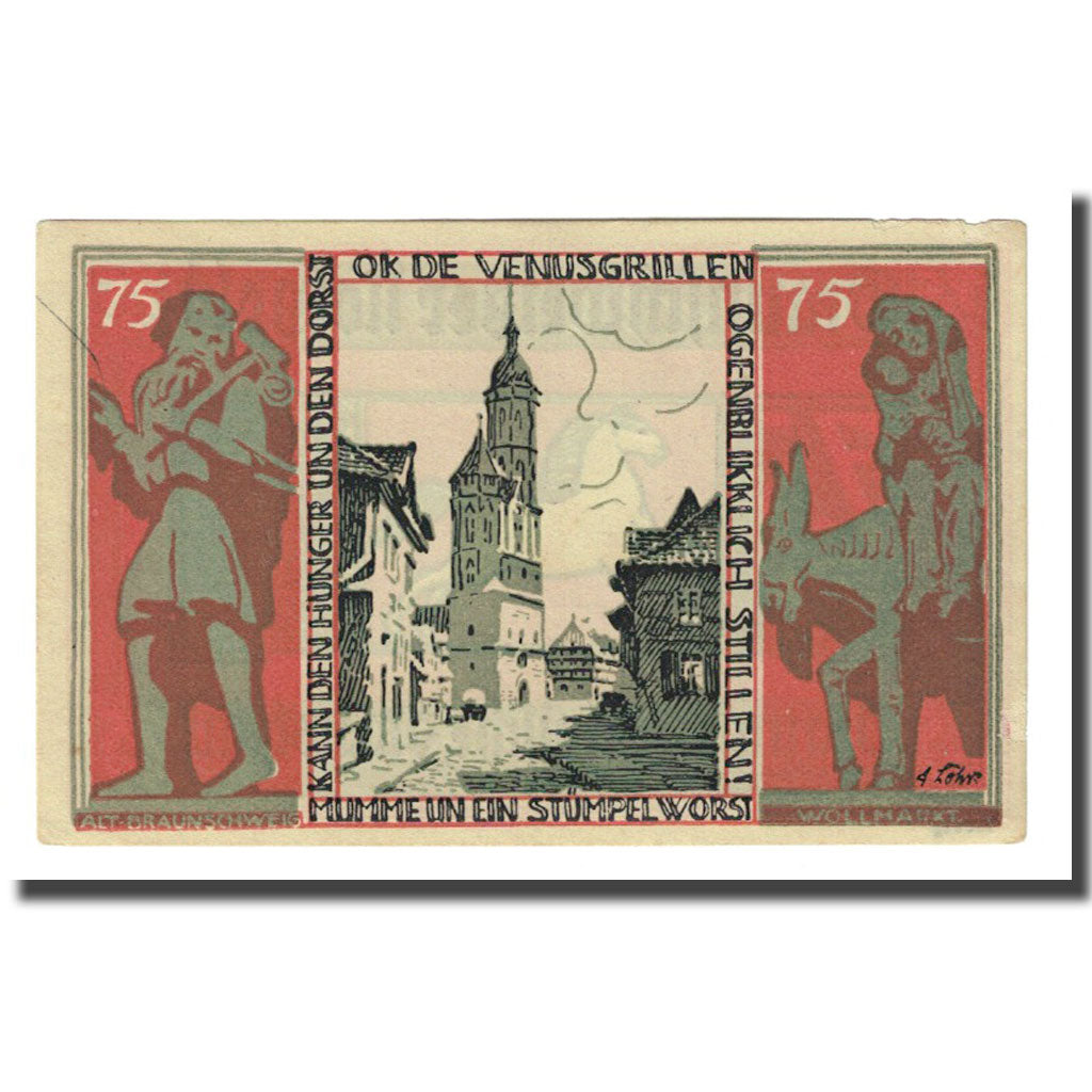 Banconote, Germania, Braunschweig, 75 Pfennig, Eglise, 1921, 1921-05-01, SPL-