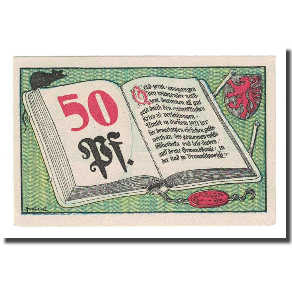 Banknote, Germany, Braunschweig, 50 Pfennig, personnage, 1921, UNC(63)