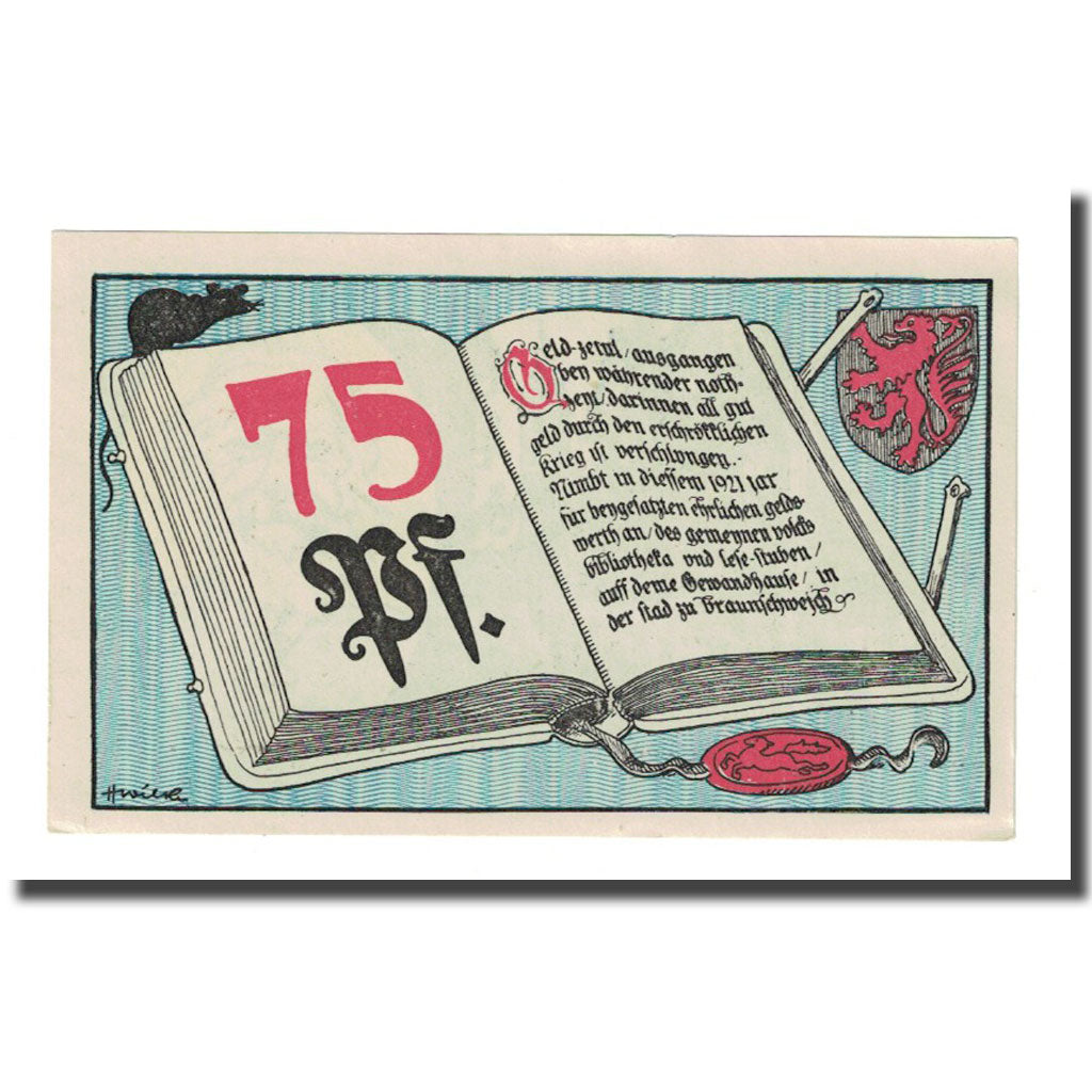 Geldschein, Deutschland, Braunschweig, 75 Pfennig, rue, 1921, UNZ-, Mehl:158.1
