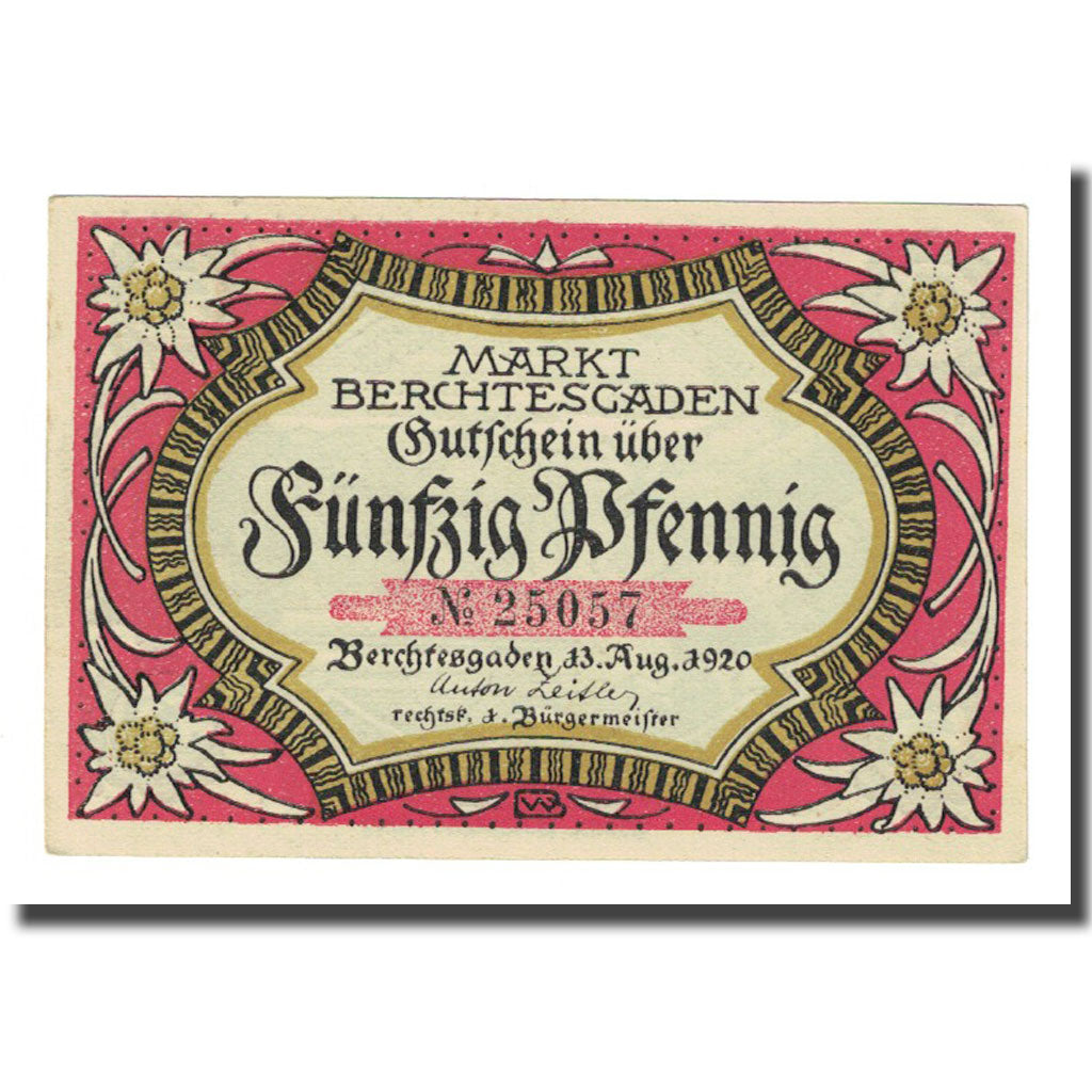 Banconote, Germania, Berchtesgaden, 50 Pfennig, paysage, 1920, 1920-08-13, SPL