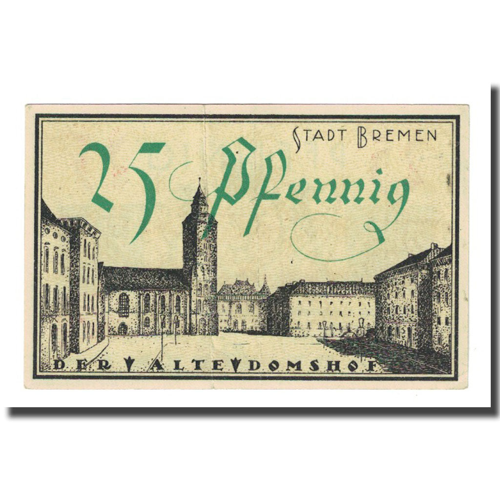 Banknot, Niemcy, Bremen, 25 Pfennig, Monument, 1921, 1921-09-15, AU(55-58)