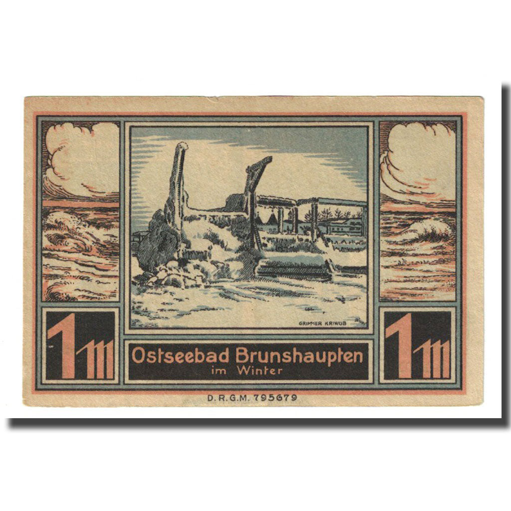 Banconote, Germania, Brunshaupten, 1 Mark, paysage, 1922, SPL, Mehl:195.2
