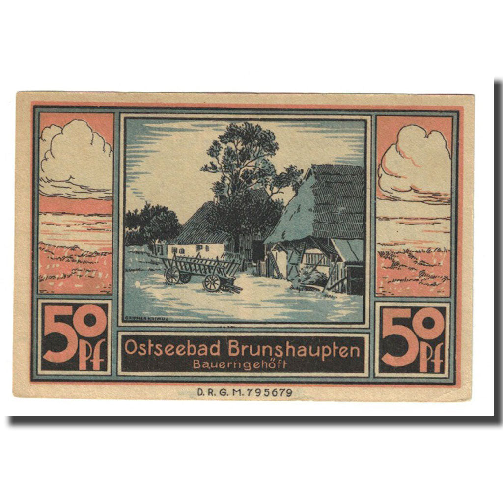 Banknote, Germany, Brunshaupten, 50 Pfennig, paysage, 1922, UNC(63), Mehl:195.2