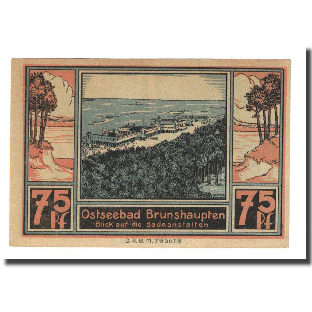 Banknote, Germany, Brunshaupten, 75 Pfennig, paysage, 1922, UNC(63), Mehl:195.2