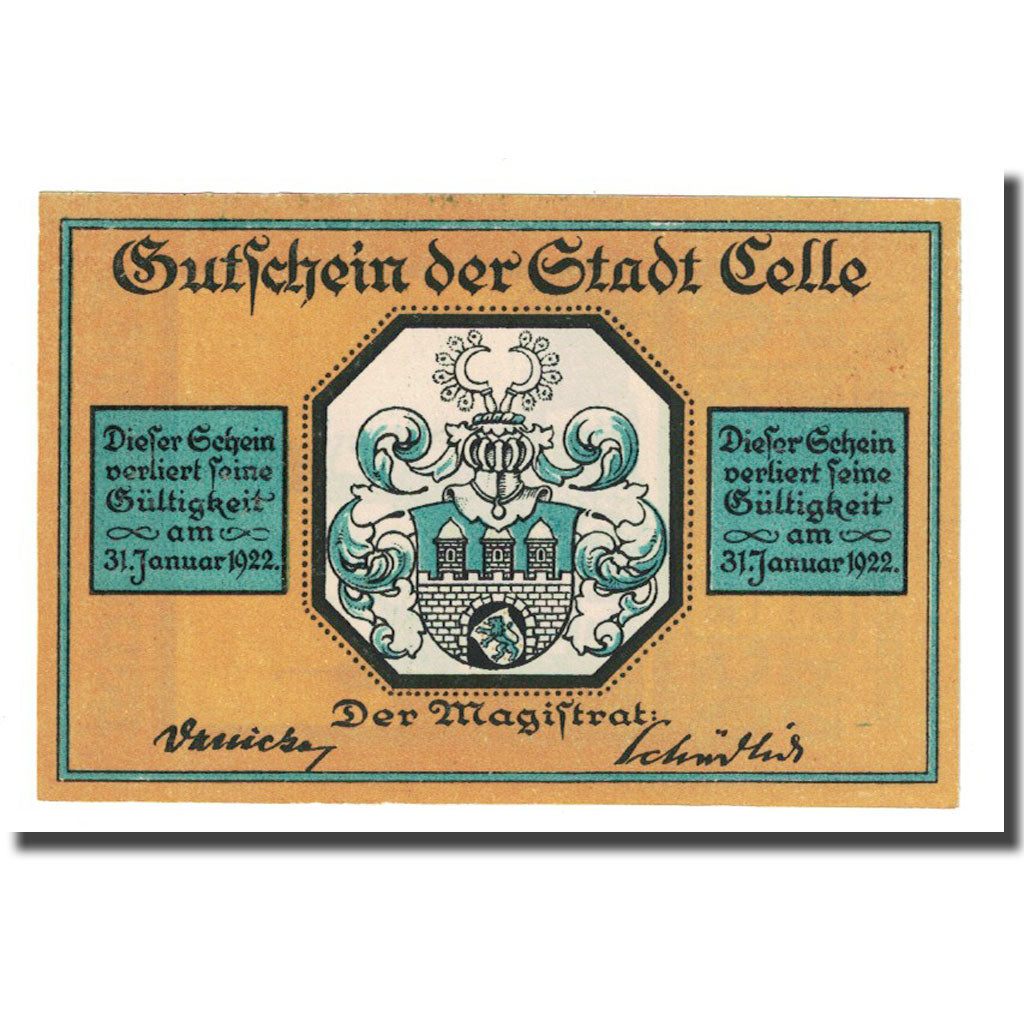 Banknote, Germany, Celle, 50 Pfennig, Blason, 1922, UNC(63), Mehl:226.1