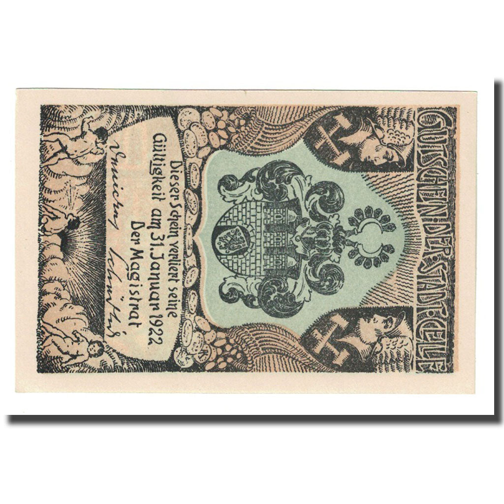 Banknote, Germany, Celle, 50 Pfennig, Blason, 1922, UNC(63), Mehl:226.4
