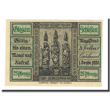 Banknote, Germany, Glogau Stadt, 25 Pfennig, statue, 1920, 1920-12-01, UNC(63)
