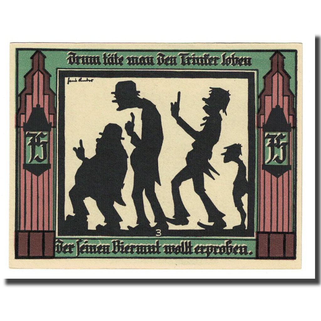 Billet, Allemagne, Glauchau Stadt, 75 Pfennig, personnage 5, 1921, 1921-05-01