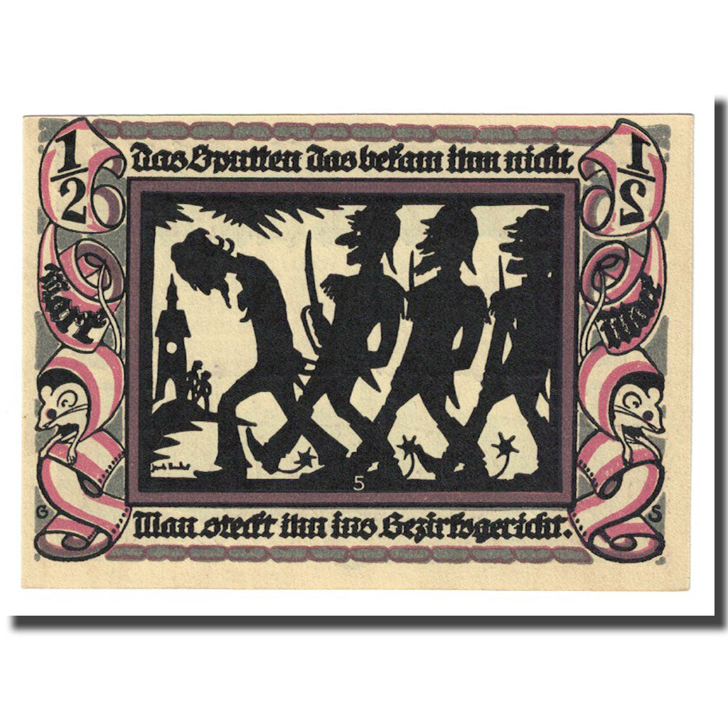 Billet, Allemagne, Glauchau Stadt, 1/2 Mark, personnage, 1921, 1921-05-01, SPL