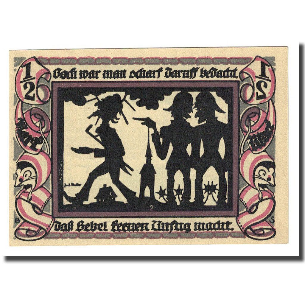 Billet, Allemagne, Glauchau Stadt, 1/2 Mark, personnage 1, 1921, 1921-05-01