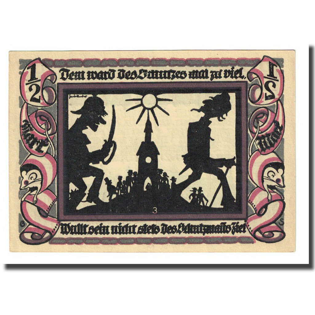 Geldschein, Deutschland, Glauchau Stadt, 1/2 Mark, personnage 2, 1921