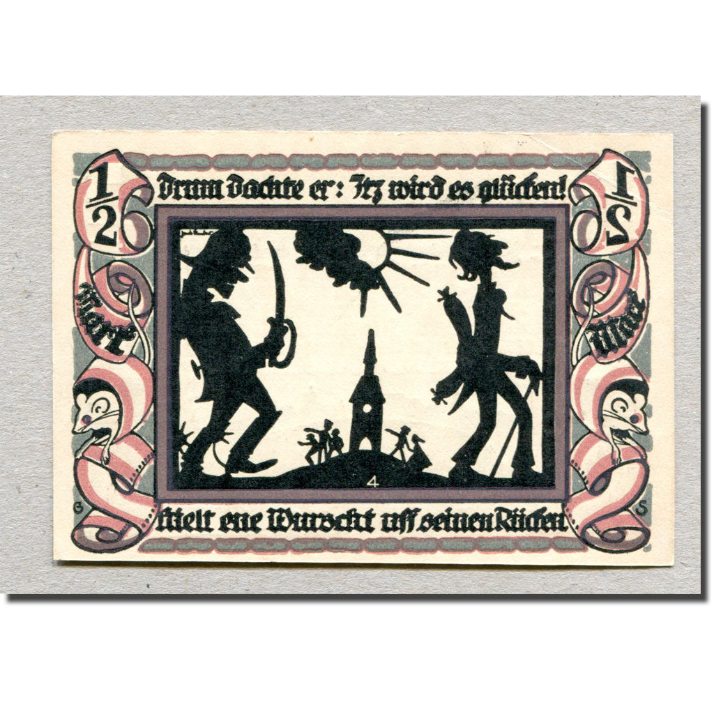 Billet, Allemagne, Glauchau Stadt, 1/2 Mark, personnage 4, 1921, 1921-05-01