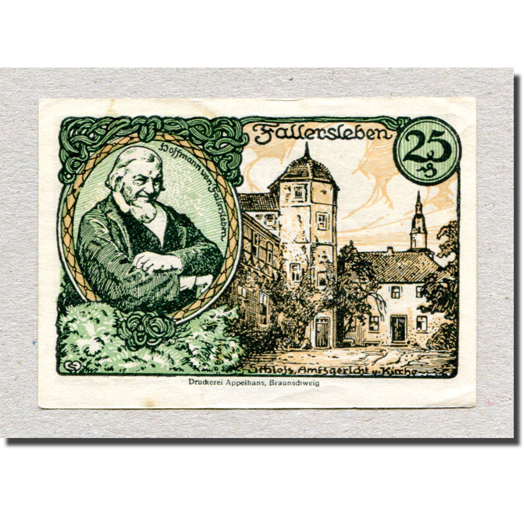 Billet, Allemagne, Fallersleben, 25 Pfennig, Maison, 1920, 1920-10-01, SPL