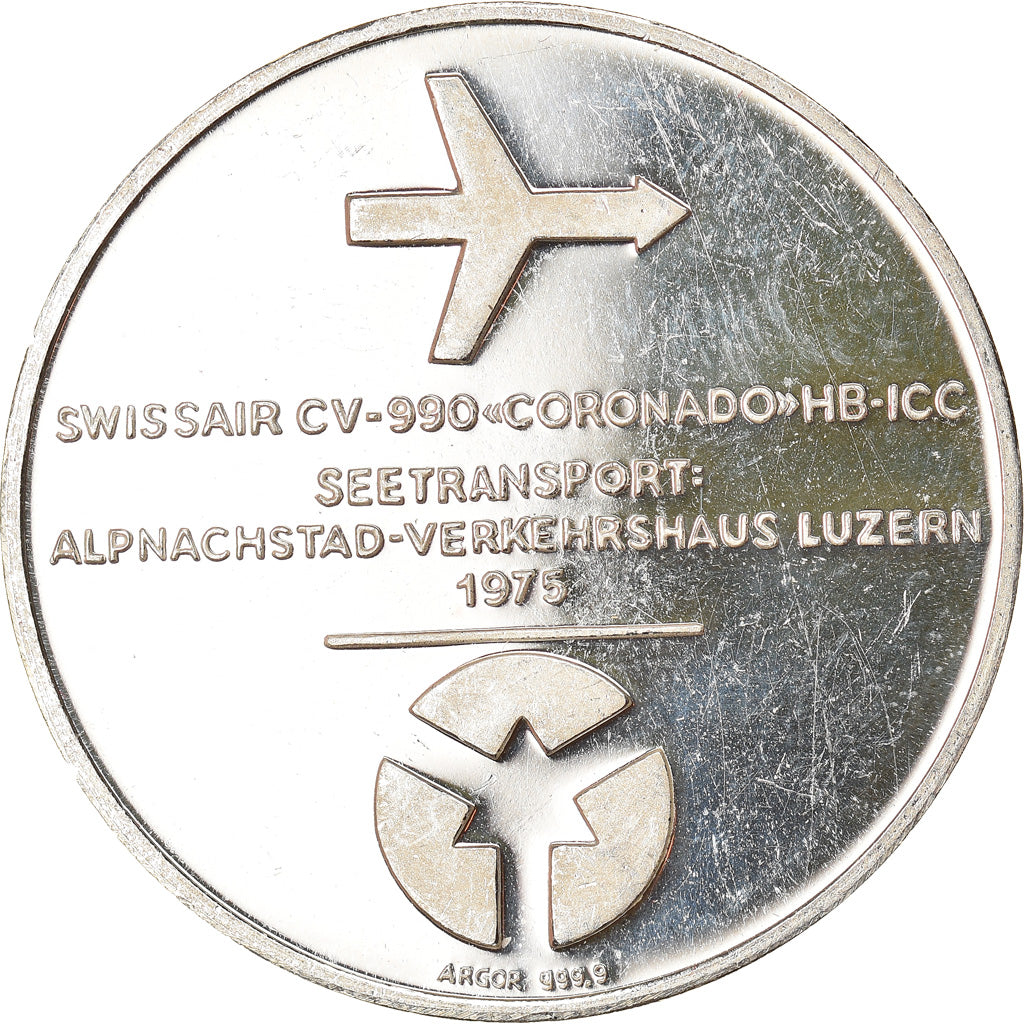 Zwitserland, Medaille, Swissair Coronado Seetransport, Aviation, 1975, PR