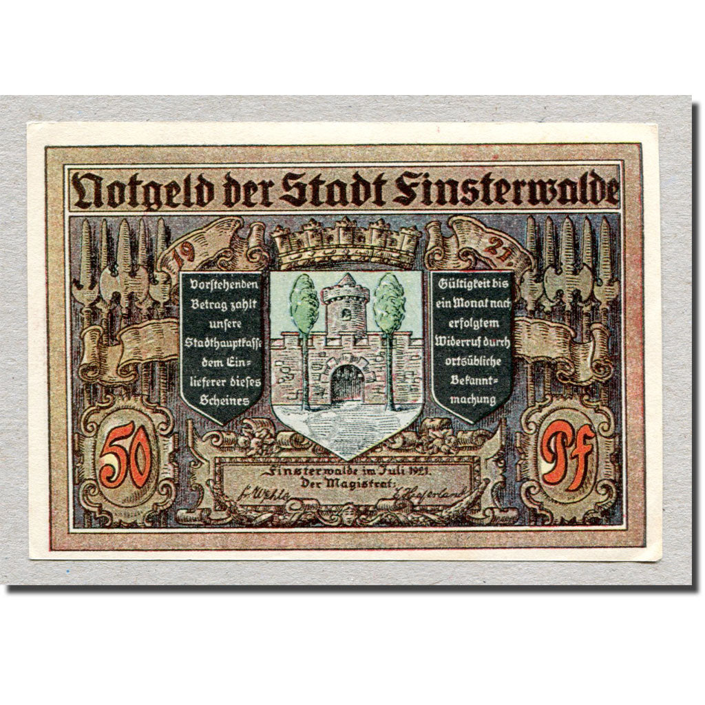 Billet, Allemagne, Finsterwalde, 50 Pfennig, personnage, 1921, SPL, Mehl:362.1a