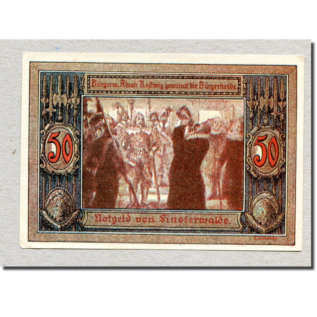 Billet, Allemagne, Finsterwalde, 50 Pfennig, personnage, 1921, SPL, Mehl:362.1a