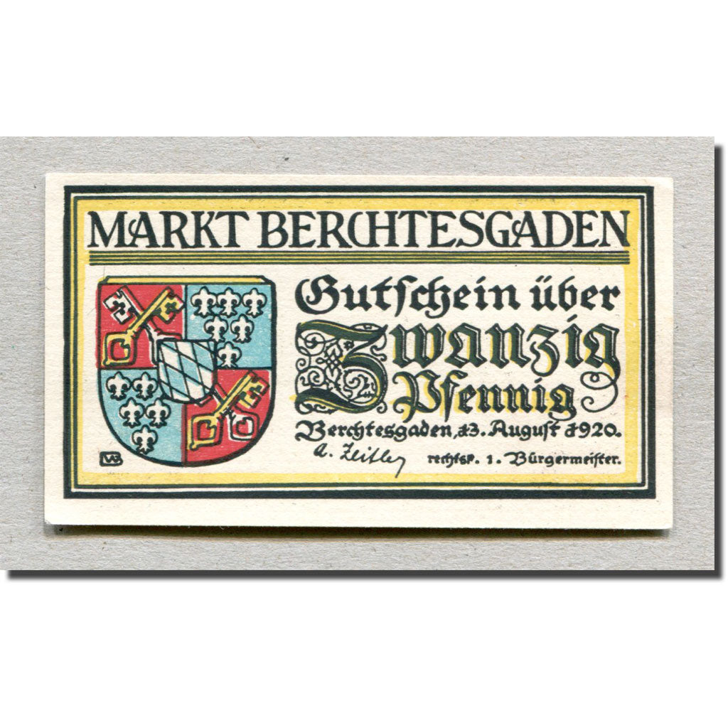 Geldschein, Deutschland, Berchtesgaden, 20 Pfennig, paysage, 1920, 1920-08-13