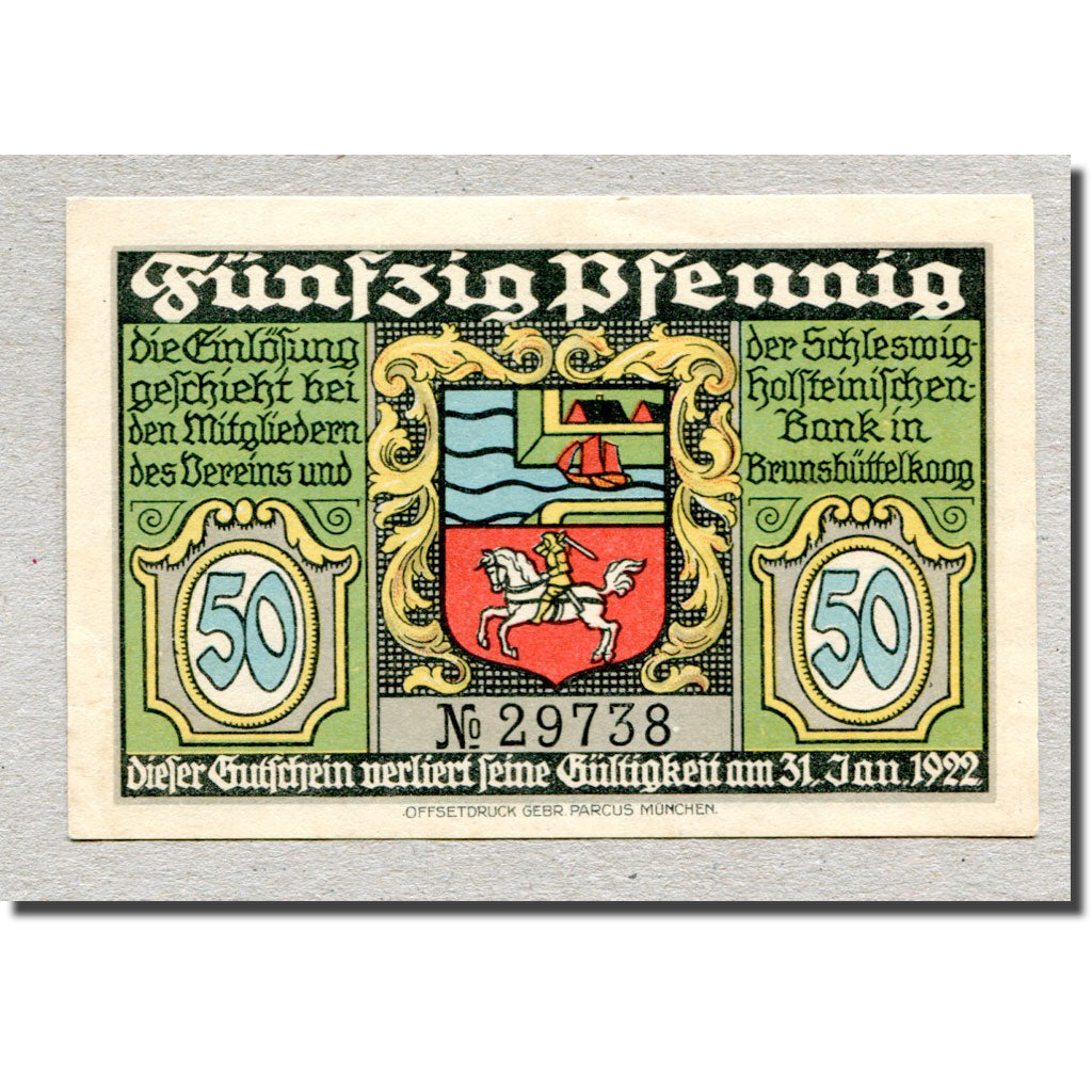 Banknote, Germany, Brunsbüttelkoog, 50 Pfennig, paysage, 1922, 1922-01-31