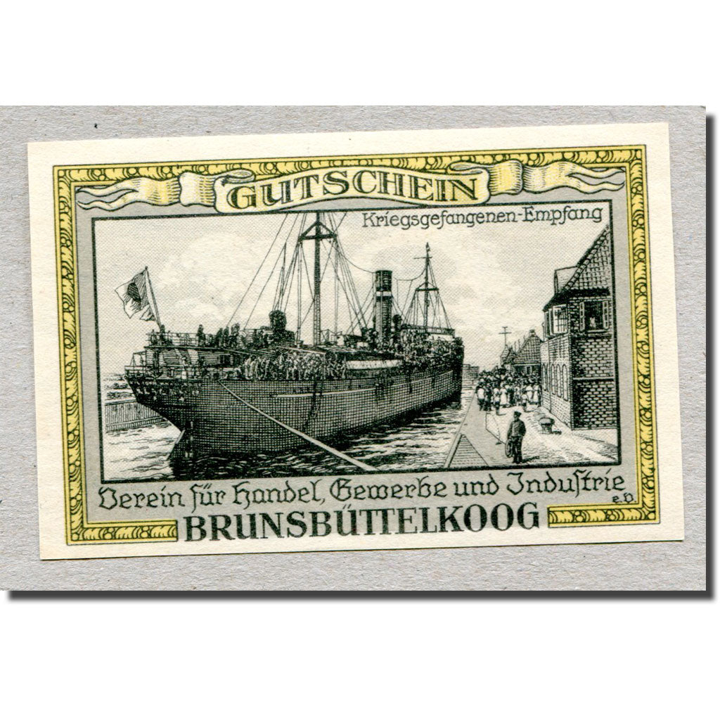 Billet, Allemagne, Brunsbüttelkoog, 75 Pfennig, bateau 1, 1922, 1922-01-31