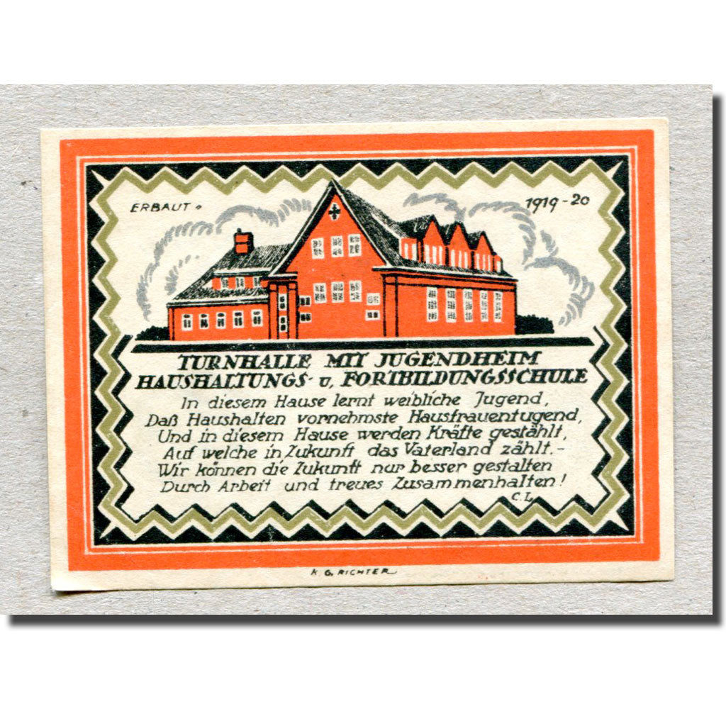 Biljet, Duitsland, Budelsdorf Gemeinde, 75 Pfennig, maison 1, 1921, SPL