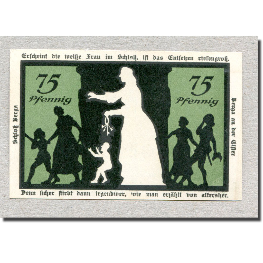 Banknote, Germany, Berga a. d. Elster, 75 Pfennig, personnage 2, 1921