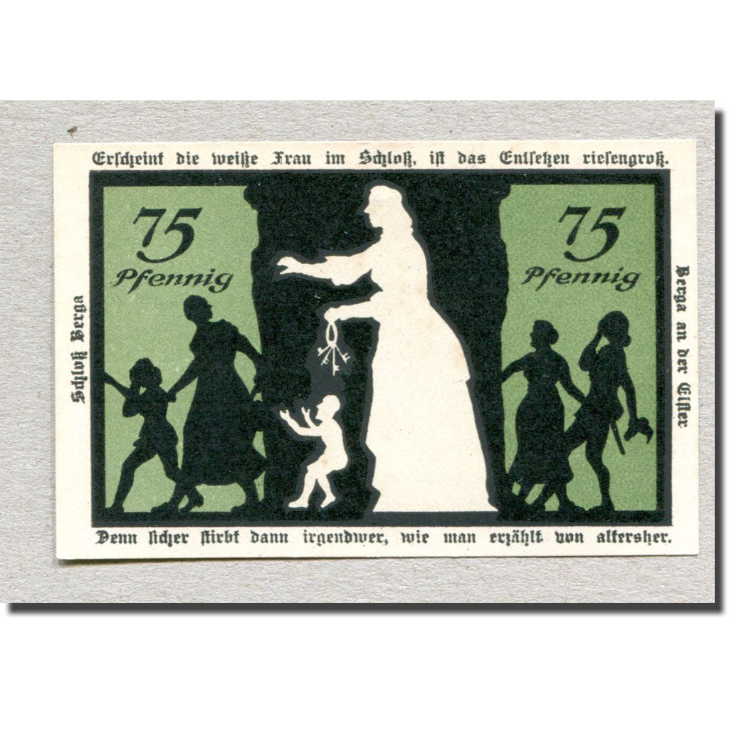 Billet, Allemagne, Berga a. d. Elster, 75 Pfennig, personnage 3, 1921