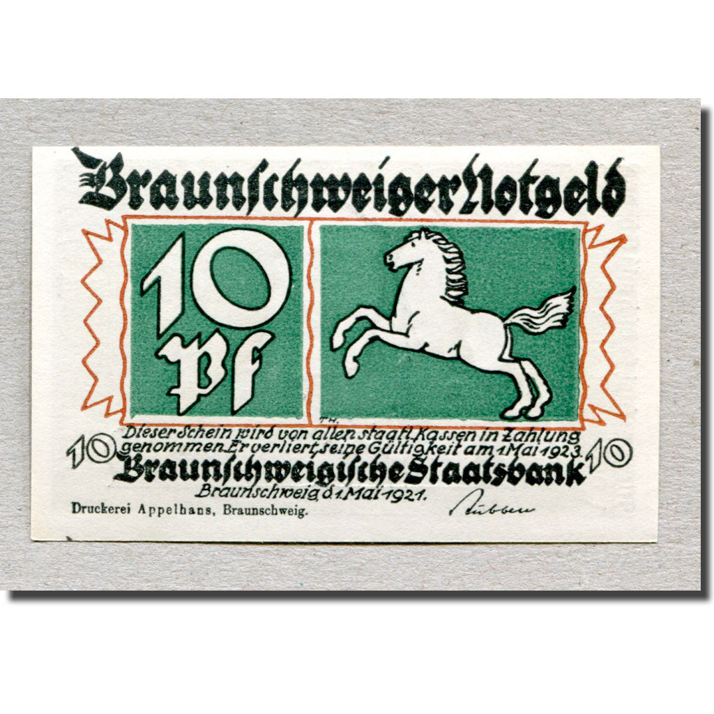 Banknote, Germany, Braunschweig, 10 Pfennig, personnage, 1921, 1921-05-01