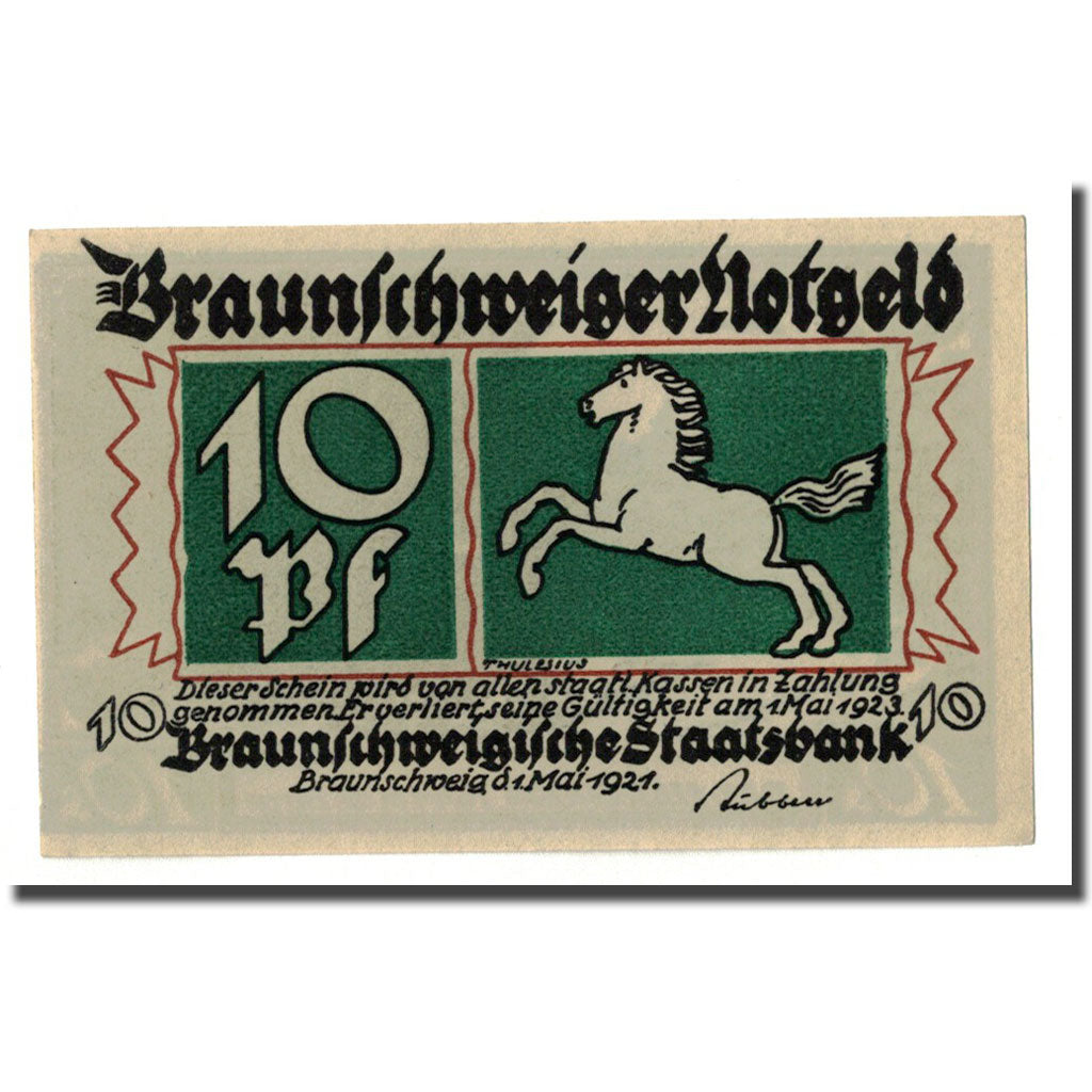 Billet, Allemagne, Braunschweig, 10 Pfennig, paysage 3, 1921, 1921-05-01, SPL