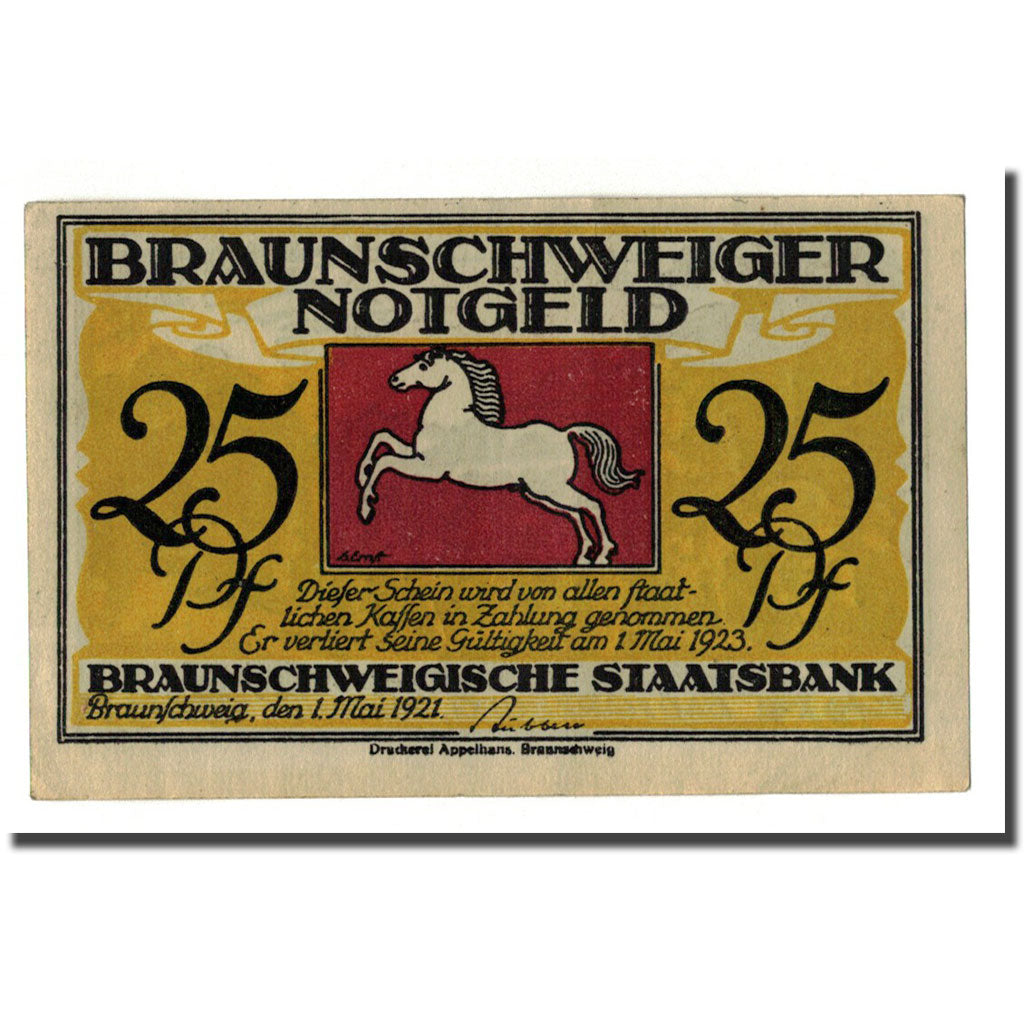 Banconote, Germania, Braunschweig, 25 Pfennig, personnage, 1921, 1921-05-01