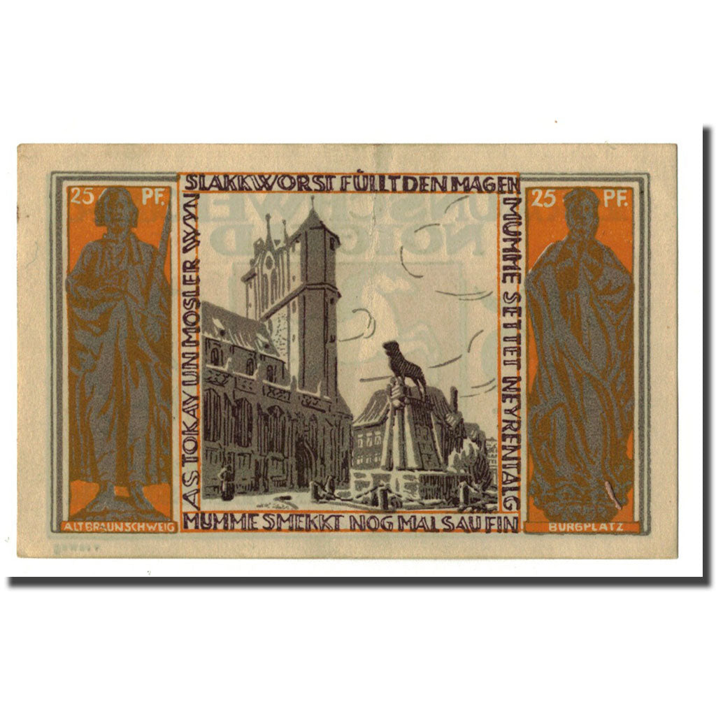 Biljet, Duitsland, Braunschweig, 25 Pfennig, Eglise, 1921, 1921-05-01, SPL