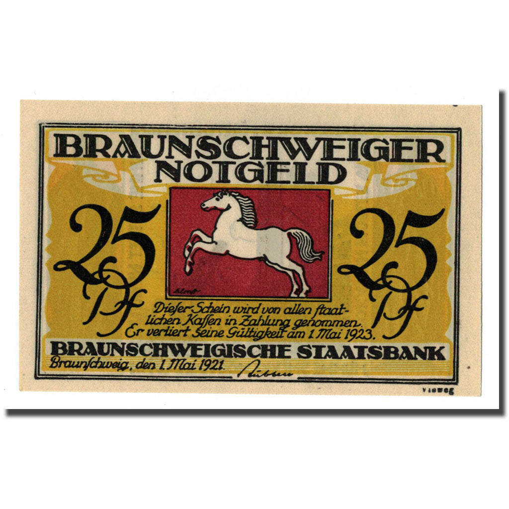 Banknote, Germany, Braunschweig, 25 Pfennig, Eglise 1, 1921, 1921-05-01