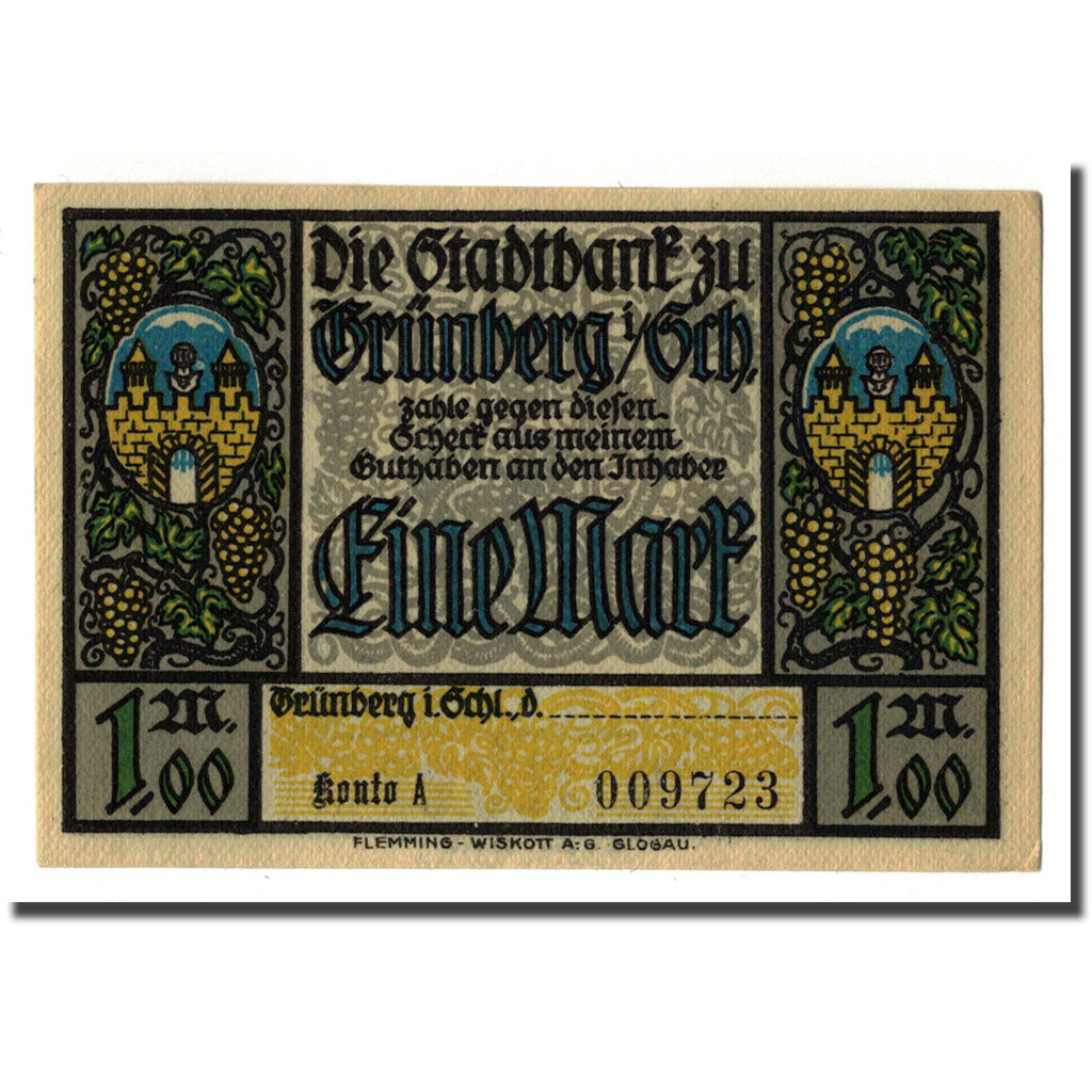 Banknote, Germany, Grünberg, 1 Mark, Batiment, 1922, UNC(63), Mehl:490.1a
