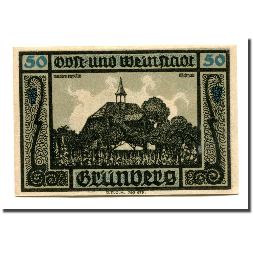 Biljet, Duitsland, Grünberg, 50 Pfennig, paysage 1, 1922, SPL, Mehl:490.1a