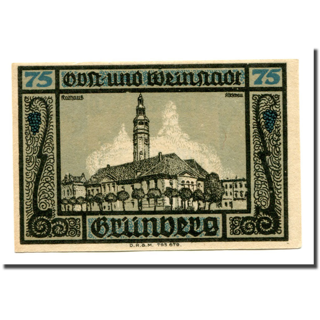 Banknote, Germany, Grünberg, 75 Pfennig, paysage 2, 1922, UNC(63), Mehl:490.1a