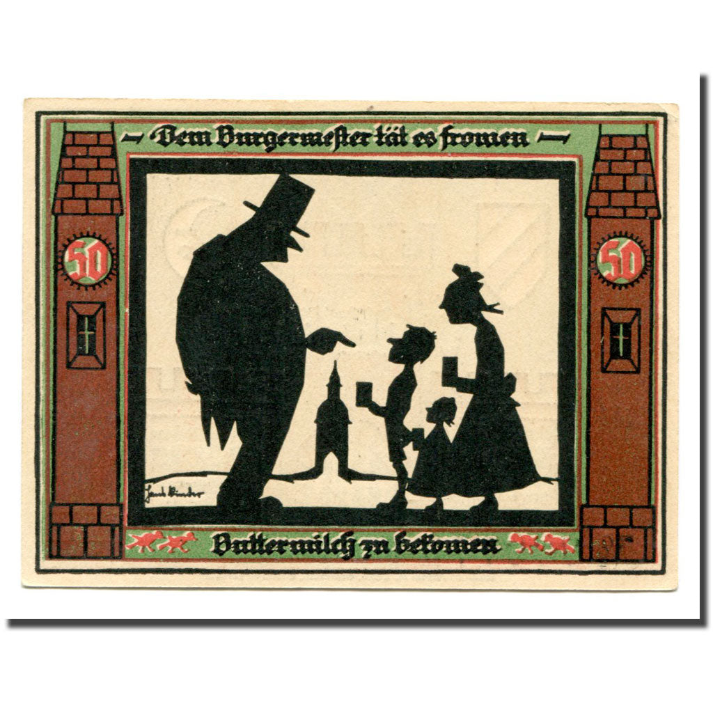 Biljet, Duitsland, Glauchau Stadt, 50 Pfennig, personnage 5, 1921, 1921-05-01