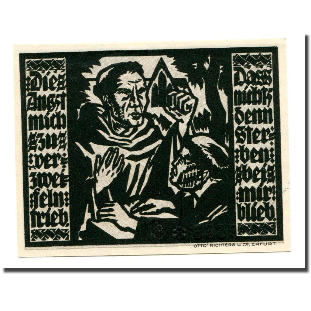 Billet, Allemagne, Erfurt Stadt, 50 Pfennig, personnage 1, 1921, 1921-04-07