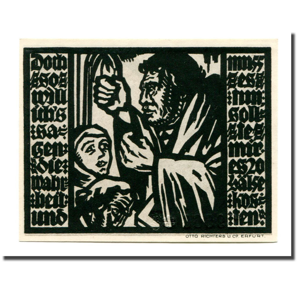 Biljet, Duitsland, Erfurt Stadt, 50 Pfennig, personnage 2, 1921, 1921-04-07