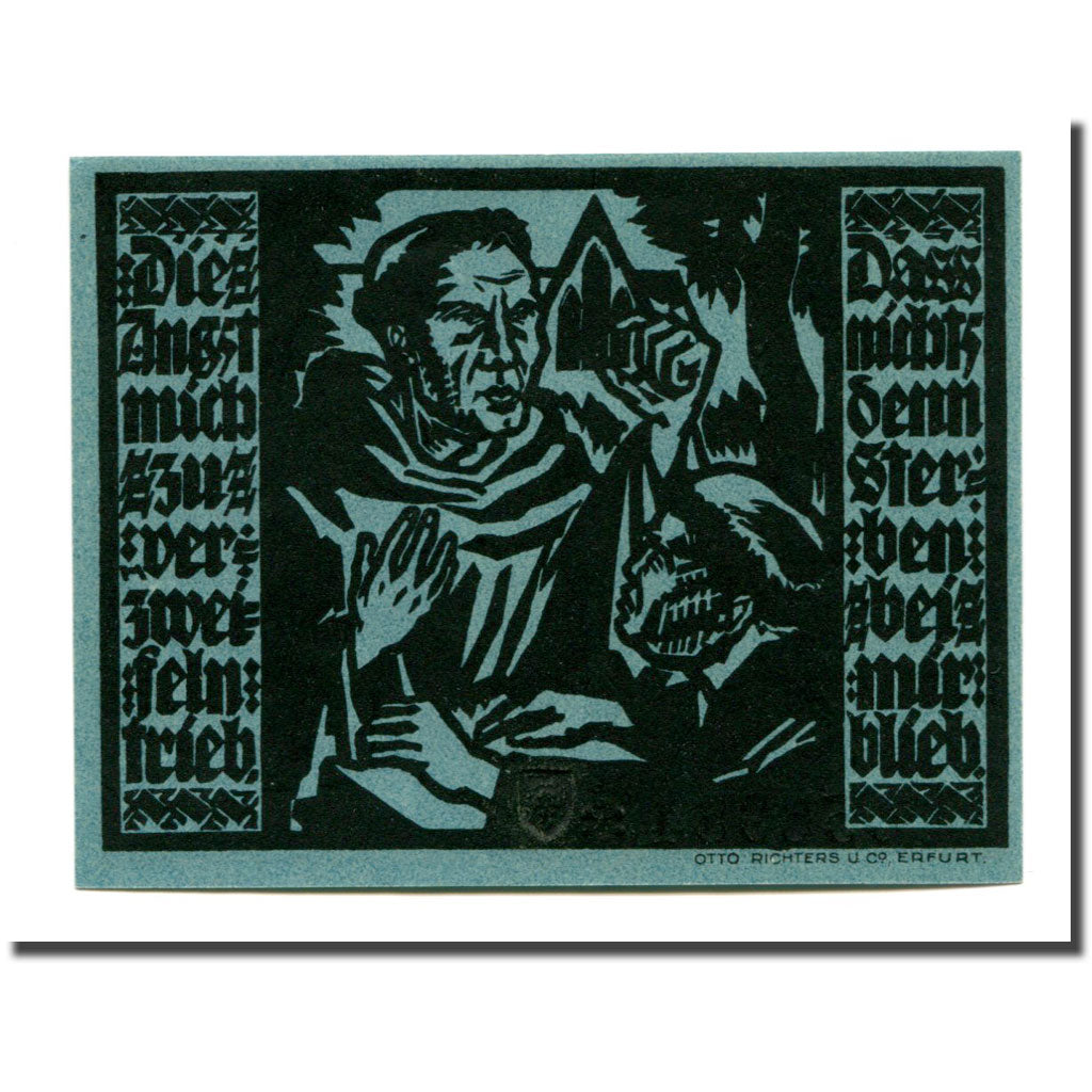 Billet, Allemagne, Erfurt Stadt, 50 Pfennig, personnage 1, 1921, 1921-04-07