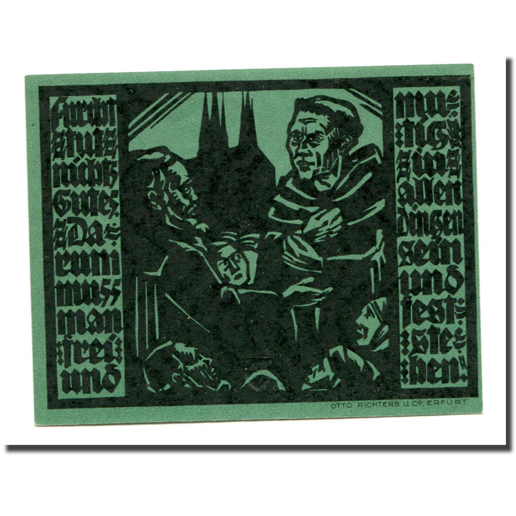 Billet, Allemagne, Erfurt Stadt, 50 Pfennig, personnage 2, 1921, 1921-04-07