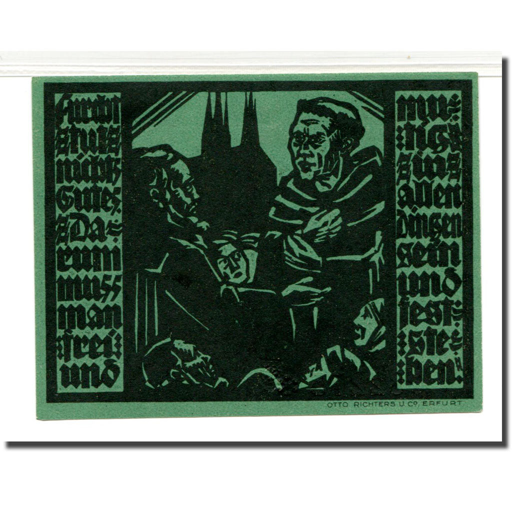 Biljet, Duitsland, Erfurt Stadt, 50 Pfennig, personnage 3, 1921, 1921-04-07