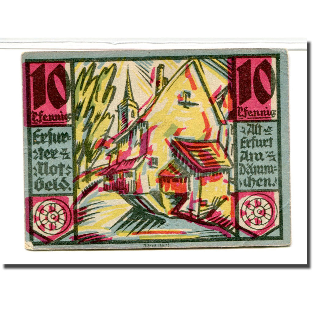 Banconote, Germania, Erfurt Stadt, 10 Pfennig, batiment 2, 1920, 1920-04-09