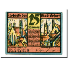 Banknote, Germany, Erfurt Stadt, 25 Pfennig, Monument, 1920, 1920-04-09