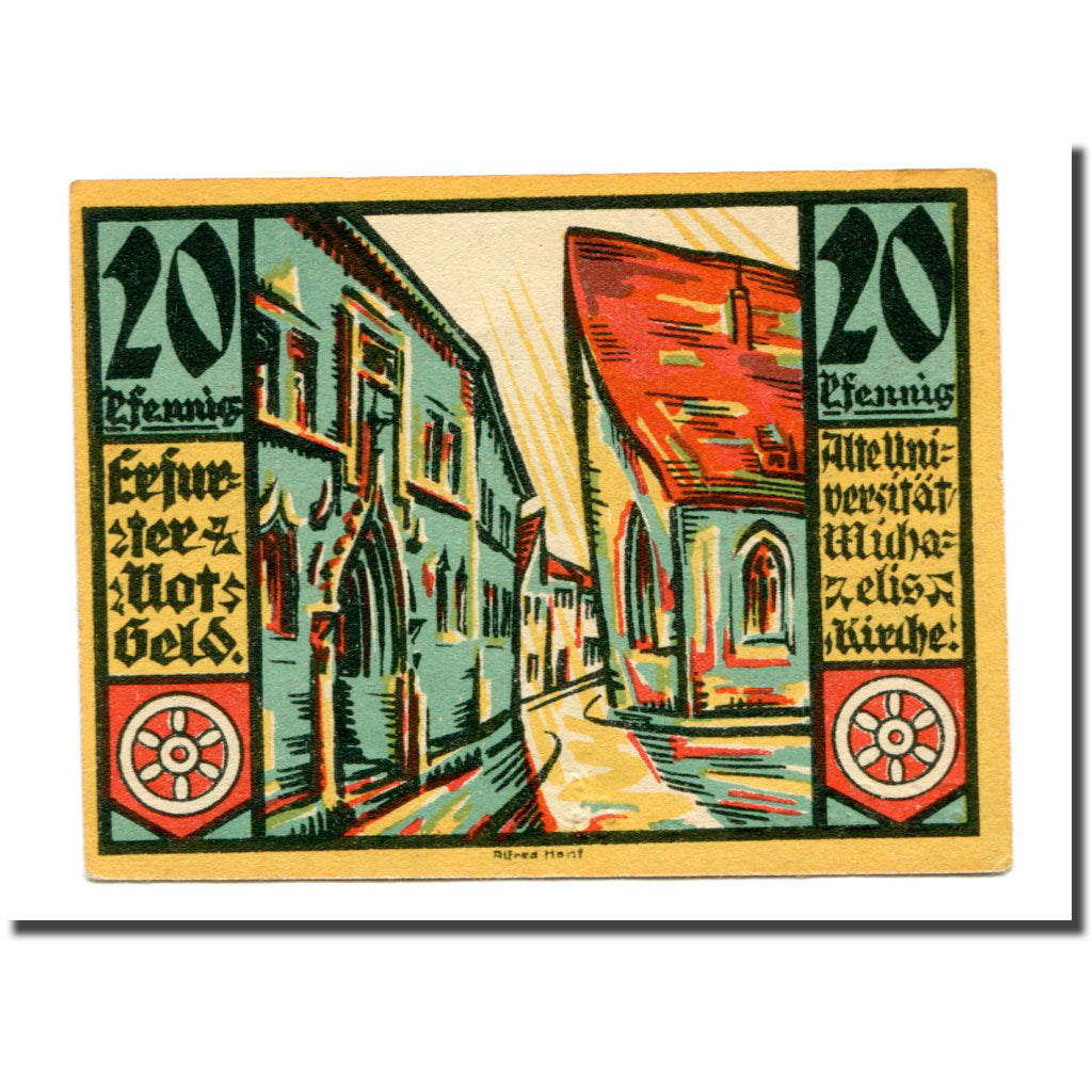 Billet, Allemagne, Erfurt Stadt, 20 Pfennig, rue, 1920, 1920-04-09, SPL