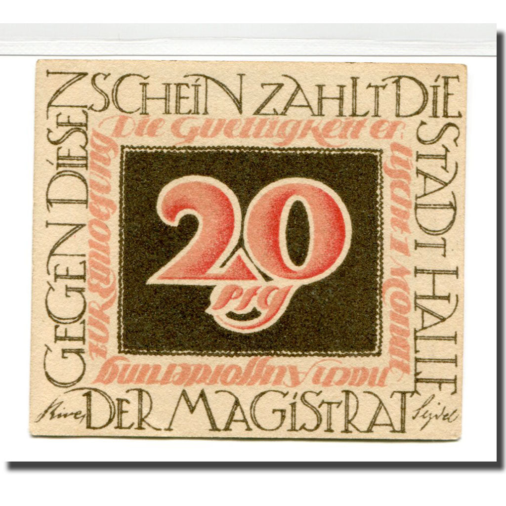 Banconote, Germania, Halle a.d. Saale, 20 Pfennig, personnage 1, 1921, SPL