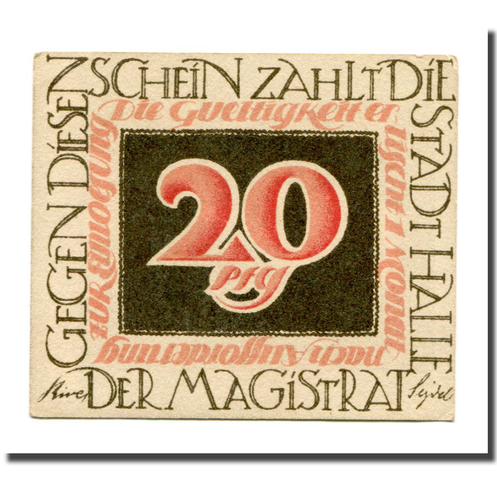 Billete, Alemania, Halle a.d. Saale, 20 Pfennig, personnage 2, 1921, SC