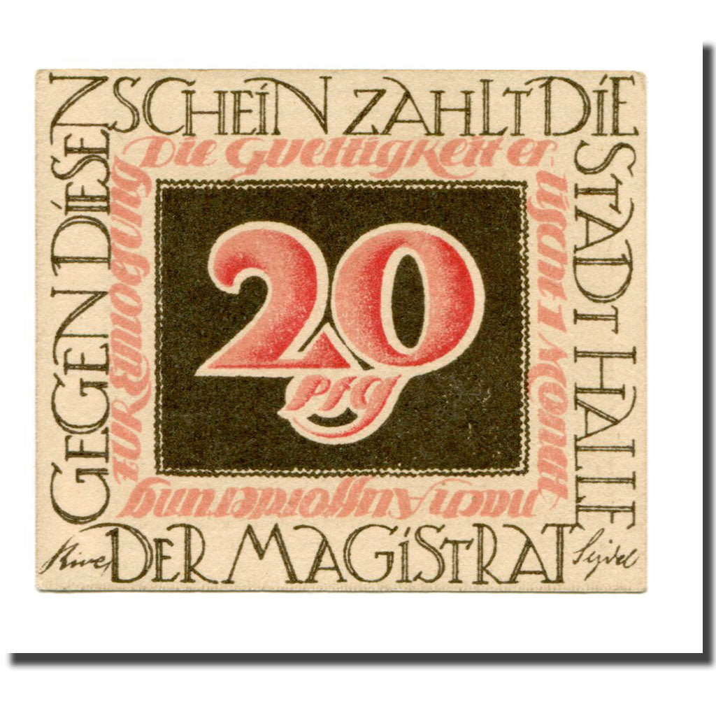 Banconote, Germania, Halle a.d. Saale, 20 Pfennig, personnage 3, 1921, SPL