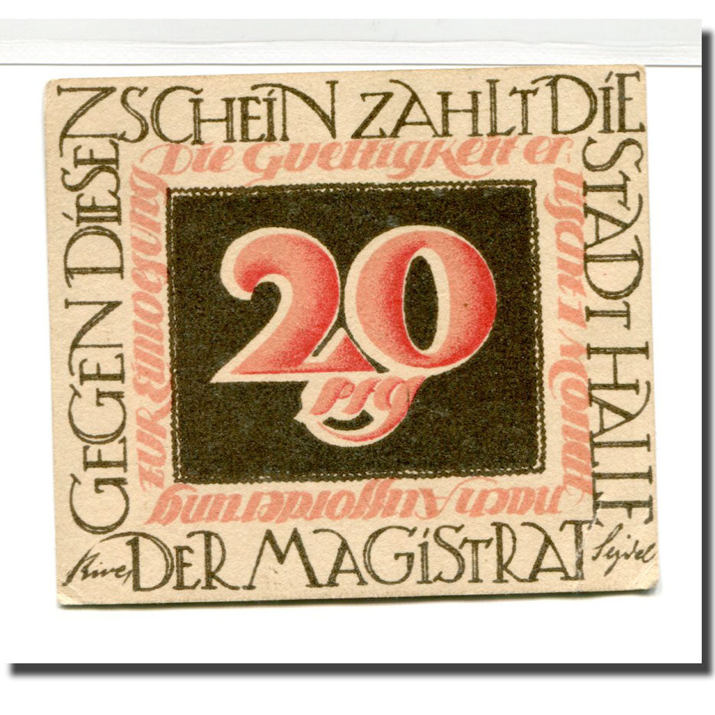 Banconote, Germania, Halle a.d. Saale, 20 Pfennig, personnage 4, 1921, SPL