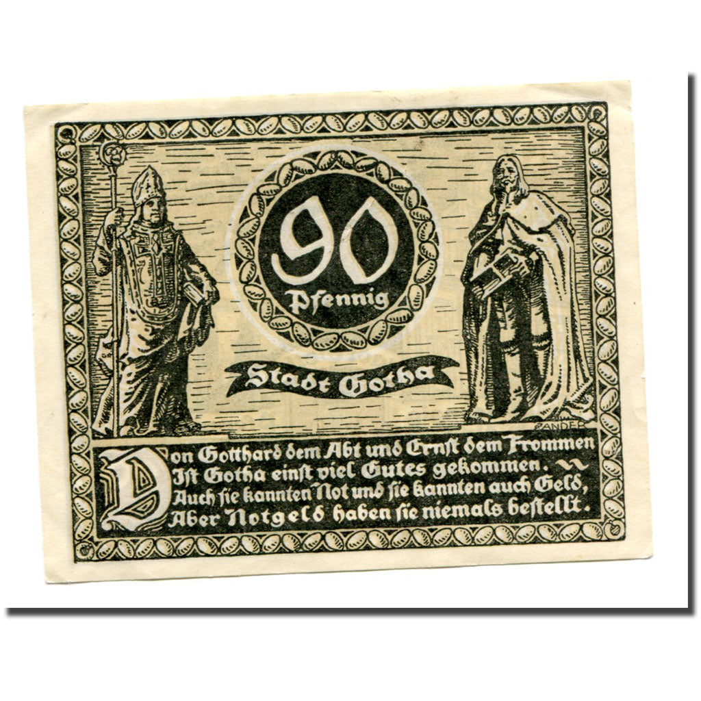 Banknote, Germany, Gotha Stadt, 90 Pfennig, personnage, 1921, 1921-07-15