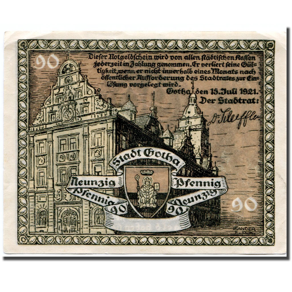 Banknote, Germany, Gotha Stadt, 90 Pfennig, personnage, 1921, 1921-07-15